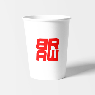 Jednorazový riad - Biele papierové poháre s potlačou - logo - 200ml